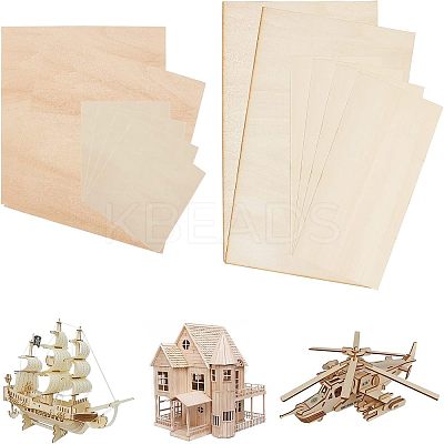 12Pcs 4 Style Basswood Veneer Pieces DIY-OC0009-19-1
