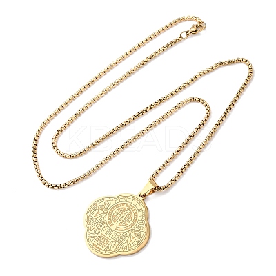 304 Stainless Steel Saint Benedict Pendant Necklaces LS-NJEW-B153-02A-G-1