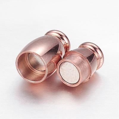 Barrel 304 Stainless Steel Magnetic Clasps with Glue-in Ends STAS-I045-15M-1