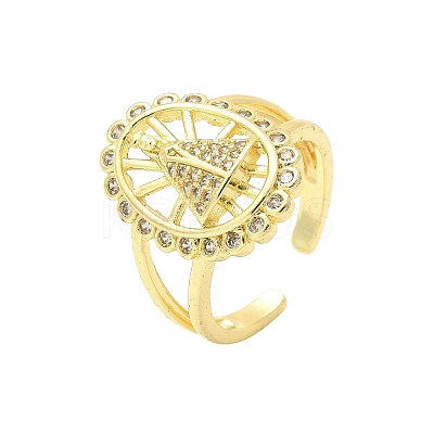 Brass Micro Pave Cubic Zirconia Cuff Rings RJEW-P149-01B-G-1