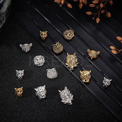 48Pcs 12 Styles Tibetan Style Alloy Beads FIND-DR0001-22-1