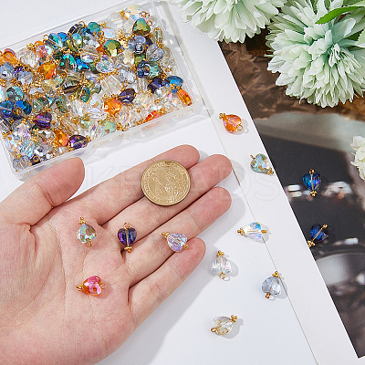 120Pcs 12 Colors Electroplate Glass Pendants PALLOY-FH00171-1