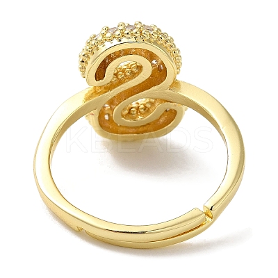 Rack Plating Letter Brass Micro Pave Clear Cubic Zirconia Adjustable Rings for Women KK-S391-03G-S-1