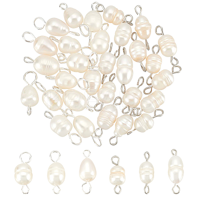 30Pcs 2 Styles Natural Cultured Freshwater Pearl Bead Links Connectors FIND-PH0021-35-1