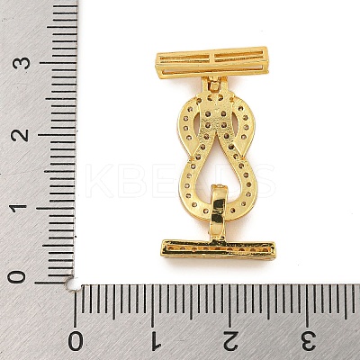 Rack Plating Brass Micro Pave Clear Cubic Zirconia Hook Clasps KK-F876-15G-1