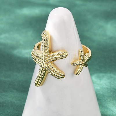 Brass Open Cuff Rings for Women RJEW-R032-05G-1