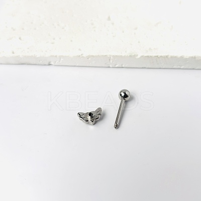 Angel Wing Heart 316L Surgical Stainless Steel Pave Cubic Zirconia Tongue Rings FS-WG901EE-05-1