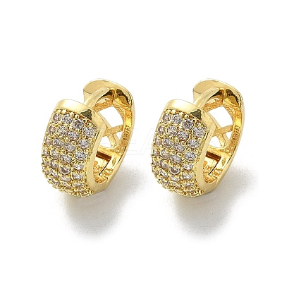 Brass Micro Pave Cubic Zirconia Hoop Earrings LS-EJEW-D311-078G-1