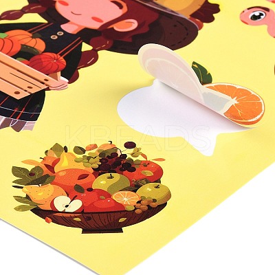 6Pcs Thanksgiving Day Cartoon Paper Self-Adhesive Picture Stickers LS-STIC-C010-30-1