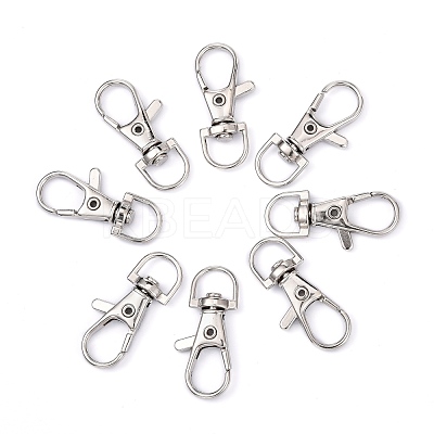 Platinum Plated Alloy Lobster Swivel Clasps For Key Ring PALLOY-E385-15P-1