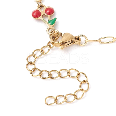4Pcs 4 Styles 304 Stainless Steel Enamel Red Cherry Link Chain Bracelet Making AJEW-JB01482-1