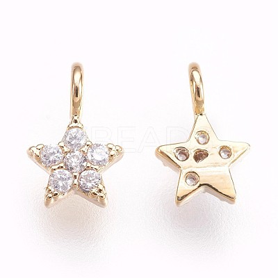Brass Micro Pave Cubic Zirconia Charms X-KK-P157-07G-NF-1
