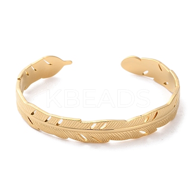 304 Stainless Steel Cuff Bangles for Women BJEW-K263-05G-07-1