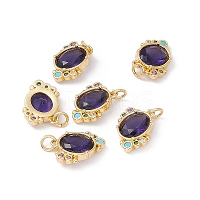 Rack Plating Brass Micro Pave Cubic Zirconia Pendants ZIRC-C040-10G-1