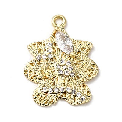 Rack Plating Brass Cubic Zirconia Pendants KK-M267-09G-1