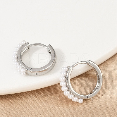 Brass ABS Imitation Pearl Hoop Earrings EJEW-M082-04P-1
