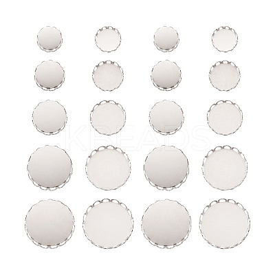150Pcs 5 Styles 316 Surgical Stainless Steel Lace Edge Bezel Cups STAS-CD0001-09-1