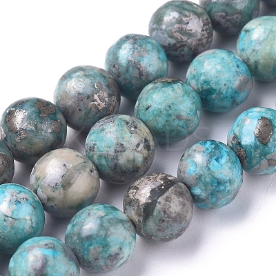 Natural African Pyrite Beads Strands G-D0006-C04-8mm-04-1