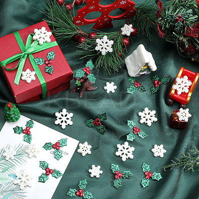 160Pcs 4 Styles Christmas Theme Opaque Resin Cabochons RESI-SC0005-80A-1