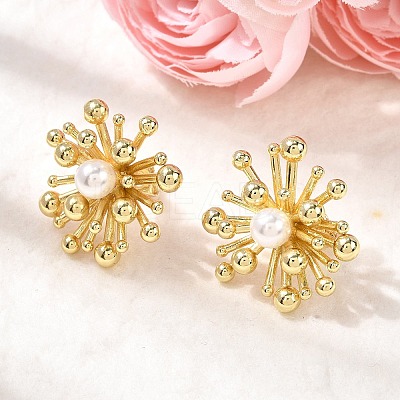 Brass Flower Stud Earrings EJEW-H171-05G-1