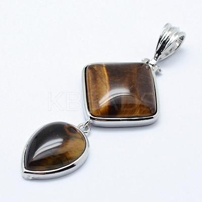 Natural Tiger Eye Big Pendants G-L468-07-1