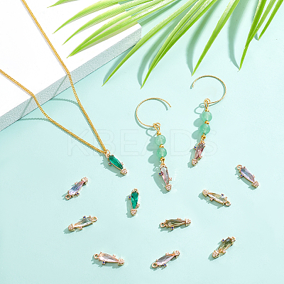 12Pcs 6 Colors Rack Plating Brass Micro Pave Clear Cubic Zirconia Pendants KK-GA0001-07-1