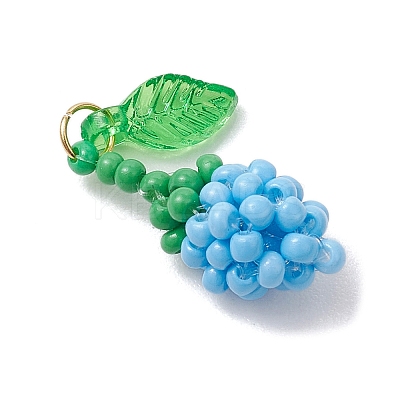 Glass Seed Beaded Rose Pendants PALLOY-MZ00627-02-1