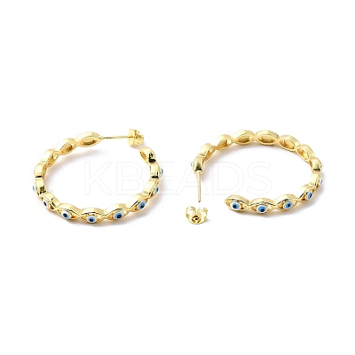 Enamel Evil Eye Wrap Stud Earrings EJEW-G327-02G-1