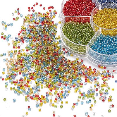 7 Colors Glass Round Seed Beads SEED-YW0001-24A-01-1