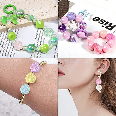 70Pcs 7 Colors Opaque Acrylic Cat Paw Beads MACR-CJ0001-48-1