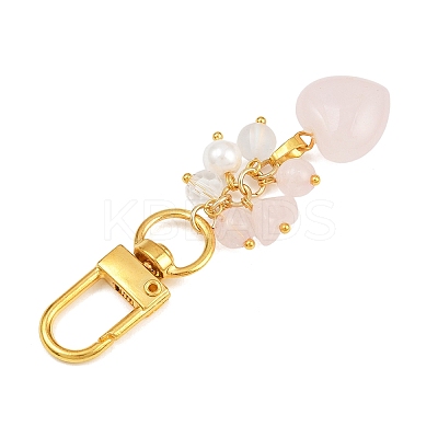 Natural Rose Quartz Pendant Decorations HJEW-JM04150-01-1