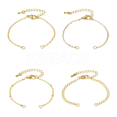 8Pcs 4 Styles Brass Chain Bracelets Making AJEW-TAC00067-1