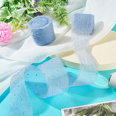 2Rolls Polyester Hot-fix Rhinestone Raw Edges Ribbon OCOR-TA0003-95B-1