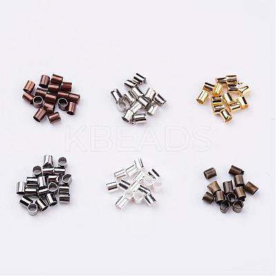 1 Box 6 Colors Antique Bronze & Red Copper & Golden & Silver & Platinum & Black Brass Tube Crimp Beads KK-X0036-A-B-1
