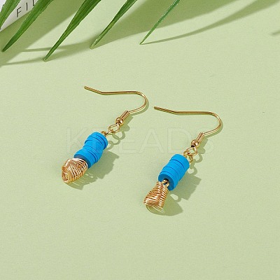 Polymer Clay Heishi Beads Dangle Earrings EJEW-JE04456-04-1