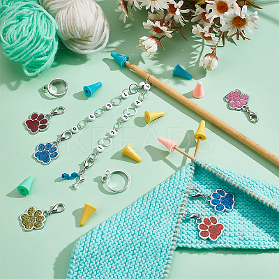 Dog Paw Print DIY Knitting Tool Sets HJEW-NB00075-1