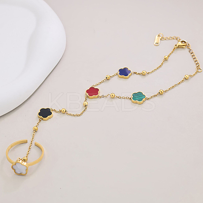 Stainless Steel Link Ring Bracelets WN8938-1