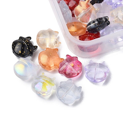 50Pcs 10 Style Transparent Spray Painted Glass Beads DGLA-FS0001-03-1