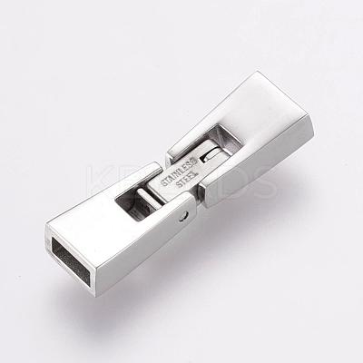 Tarnish Resistant 304 Stainless Steel Fold Over Clasps STAS-F122-48P-1