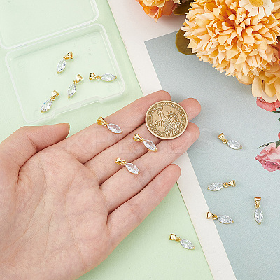 12PCS Brass Cubic Zirconia Charms KK-BC0012-84-1