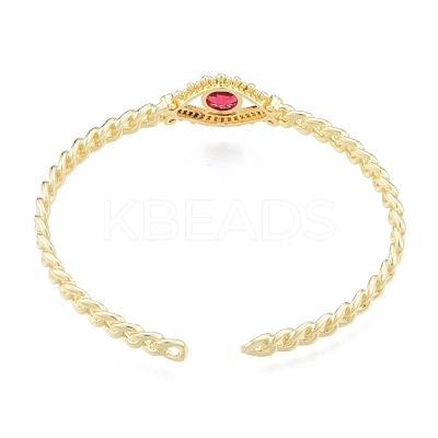 Cubic Zirconia Horse Eye Open Cuff Bangle BJEW-G651-04G-01-1