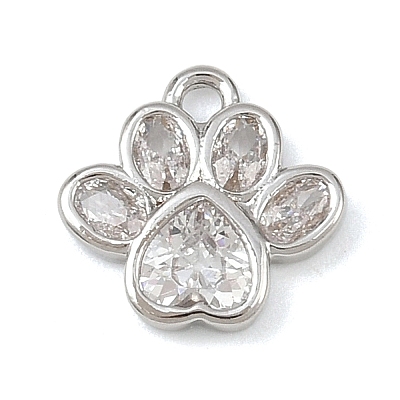 Brass Micro Pave Clear Cubic Zirconia Charms KK-G545-05P-1