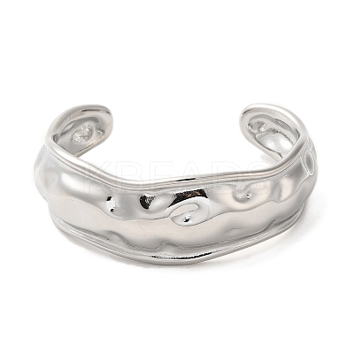 Non-Tarnish 304 Stainless Steel Textured Cuff Bangles BJEW-Q773-07P-1