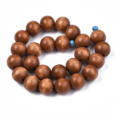 Spray Painted Natural Wood Beads Strands WOOD-S053-57E-1