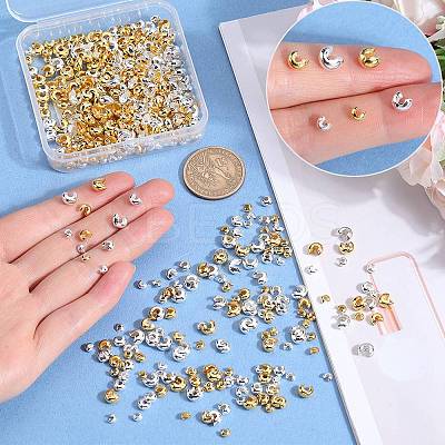 600Pcs 6 Styles Brass Crimp Beads Covers KK-SP0001-92-1
