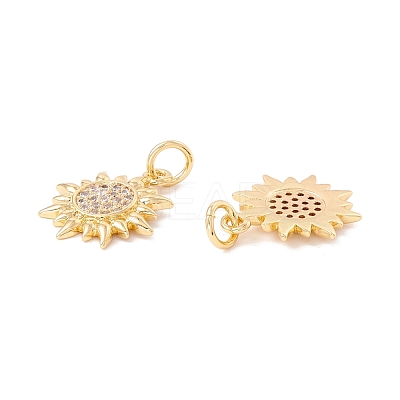 Brass Micro Pave Clear Cubic Zirconia Pendants ZIRC-P098-08G-1