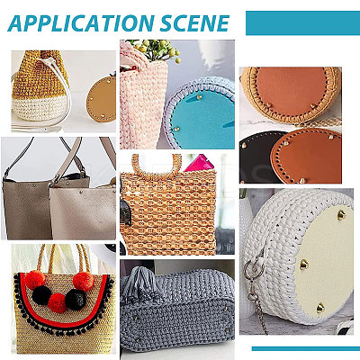 6Pcs 6 Style Flat Round PU Leather Knitting Crochet Bags Nail Bottom Shaper Pad DIY-PH0021-06A-1