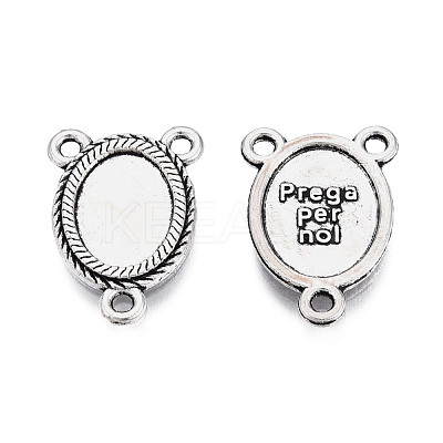 Tibetan Style Alloy Cabochon Connectors Settings TIBEP-T010-07AS-1