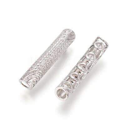 Brass Micro Pave Clear Cubic Zirconia Beads ZIRC-L088-16B-P-1