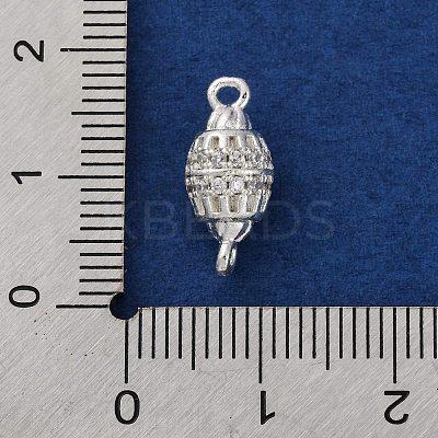 Brass Micro Pave Clear Cubic Zirconia Hollow Oval Connector Charms KK-A230-05A-S-1